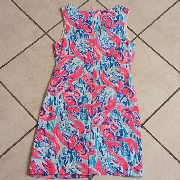 Lilly Pulitzer Harper Shift Dress In Cosmic Coral Cracked Up Lobster Roll XS - Picture 3 of 10